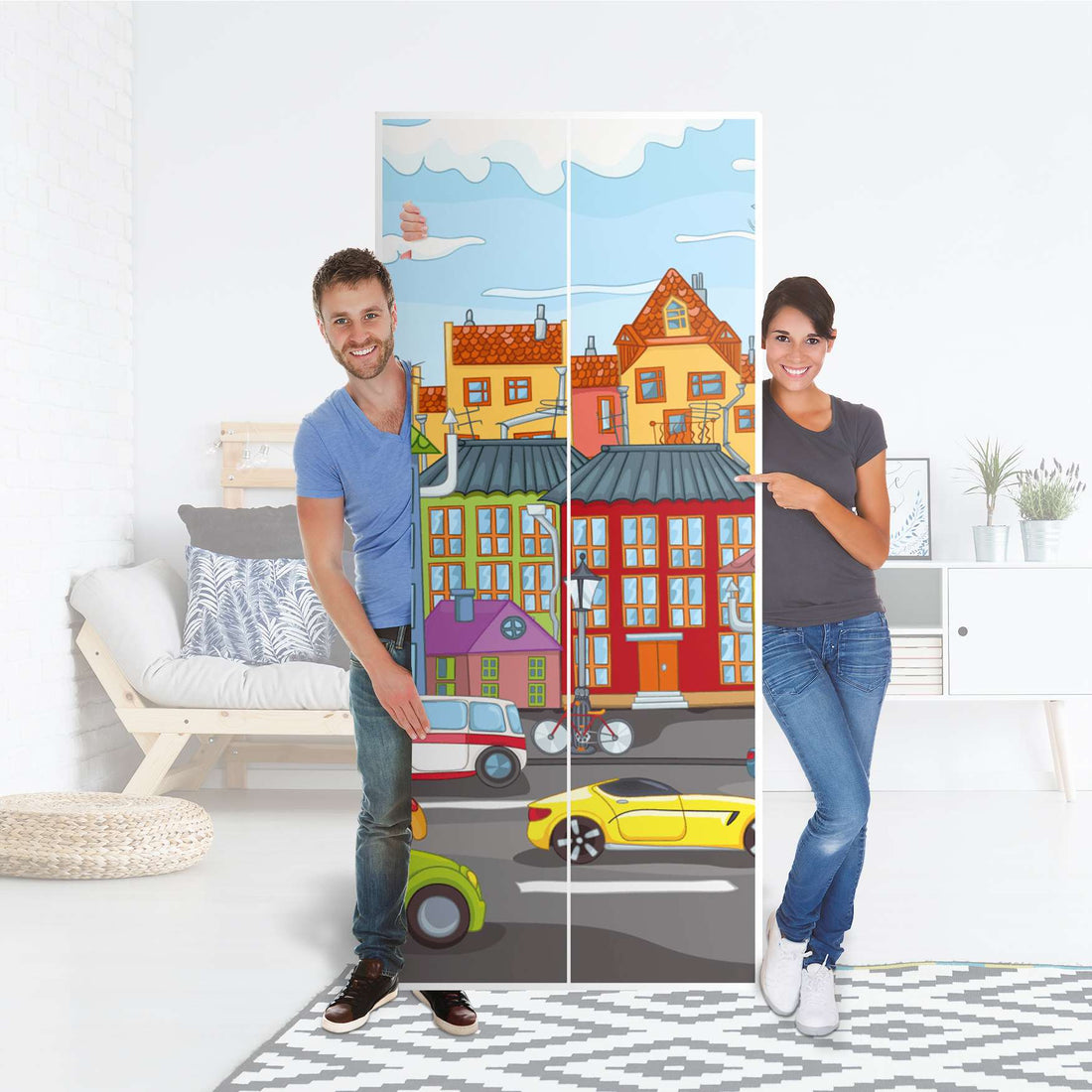 Möbelfolie IKEA City Life - IKEA Pax Schrank 236 cm Höhe - 2 Türen - Folie