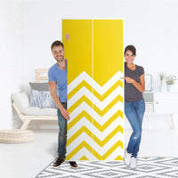 Möbelfolie IKEA Gelbe Zacken - IKEA Pax Schrank 236 cm Höhe - 2 Türen - Folie