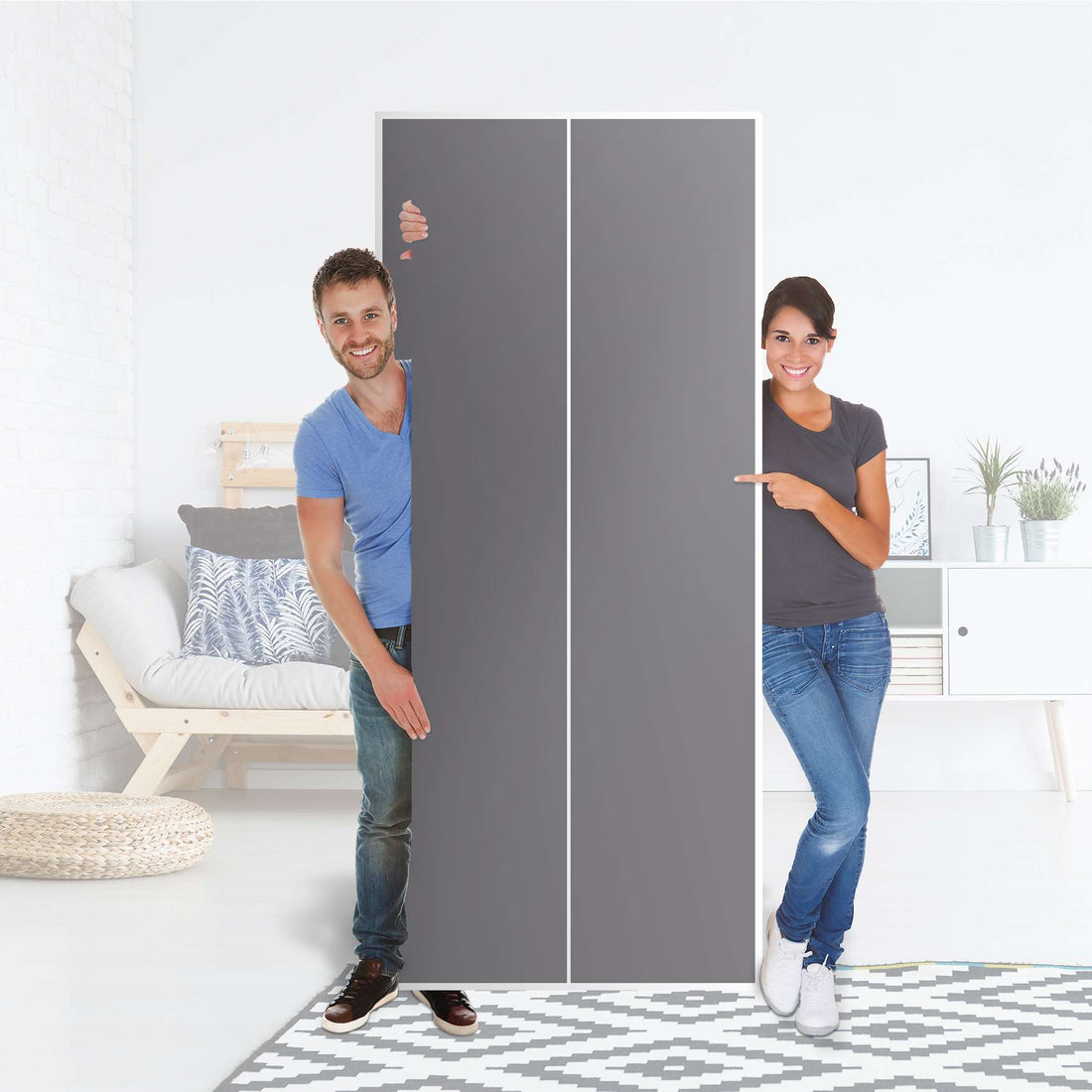 Möbelfolie IKEA Grau Light - IKEA Pax Schrank 236 cm Höhe - 2 Türen - Folie