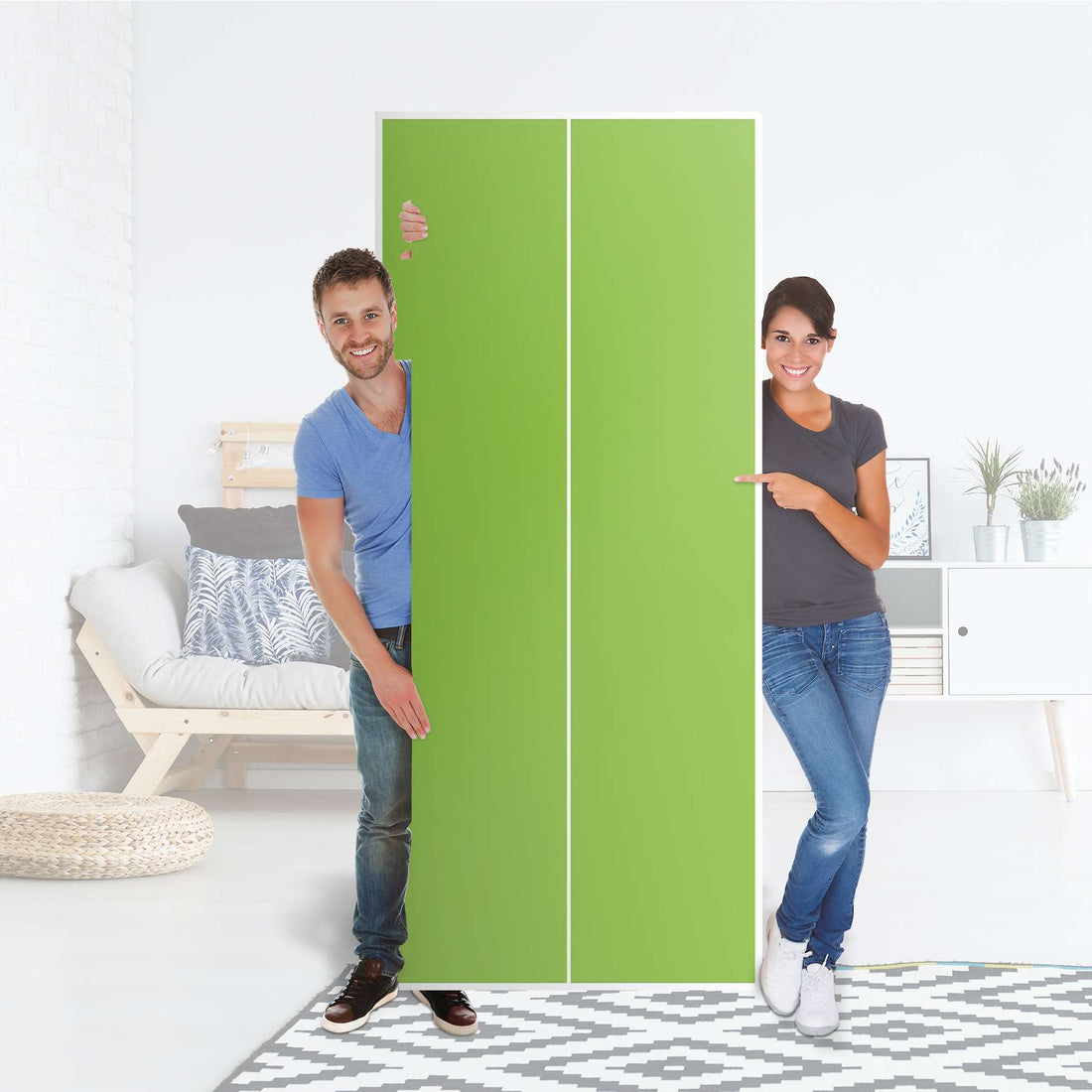 Möbelfolie IKEA Hellgrün Dark - IKEA Pax Schrank 236 cm Höhe - 2 Türen - Folie