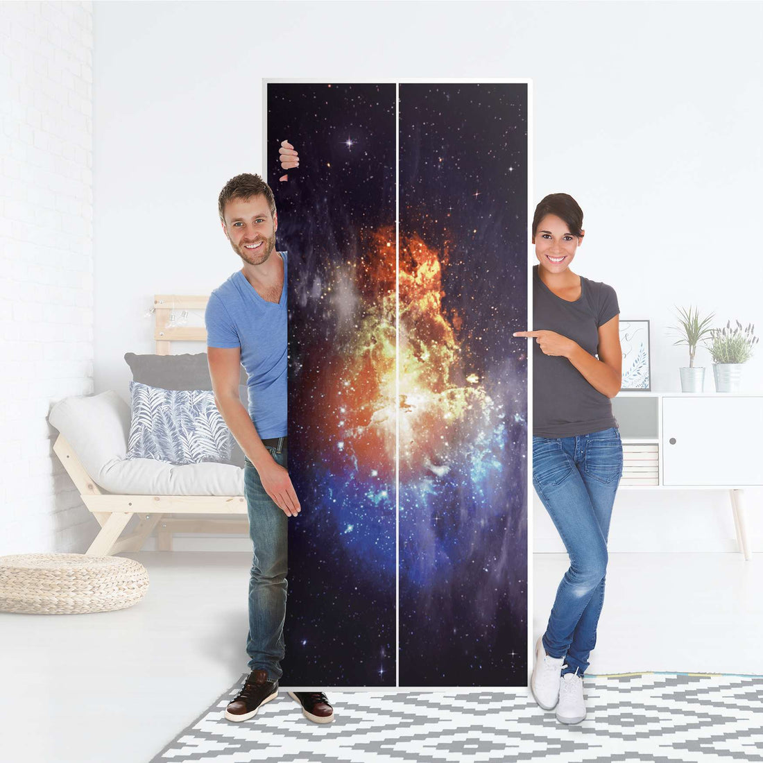 Möbelfolie IKEA Nebula - IKEA Pax Schrank 236 cm Höhe - 2 Türen - Folie