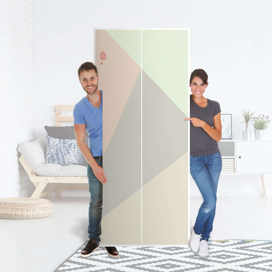 Möbelfolie IKEA Pastell Geometrik - IKEA Pax Schrank 236 cm Höhe - 2 Türen - Folie