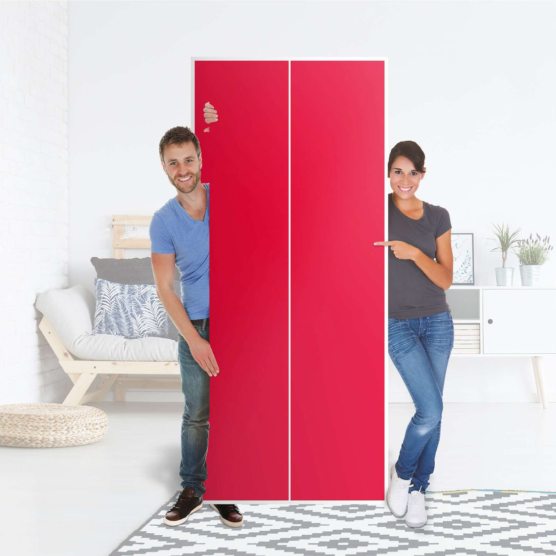 Möbelfolie IKEA Rot Light - IKEA Pax Schrank 236 cm Höhe - 2 Türen - Folie