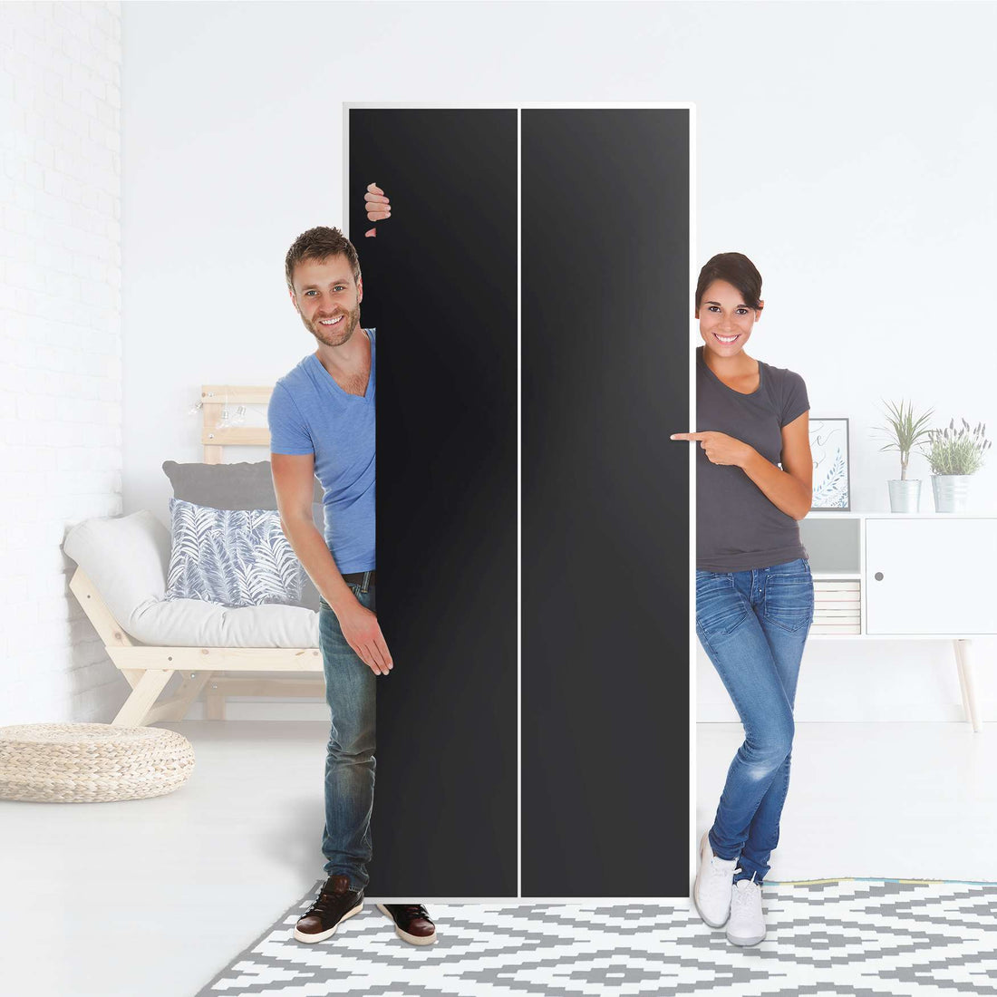 Möbelfolie IKEA Schwarz - IKEA Pax Schrank 236 cm Höhe - 2 Türen - Folie