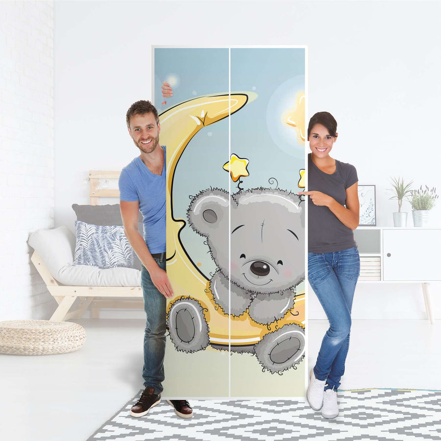 Möbelfolie IKEA Teddy und Mond - IKEA Pax Schrank 236 cm Höhe - 2 Türen - Folie