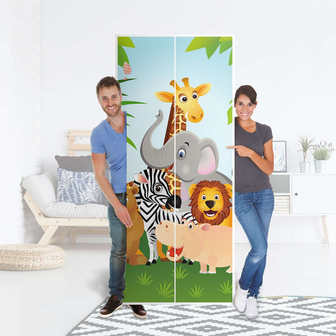 Möbelfolie IKEA Wild Animals - IKEA Pax Schrank 236 cm Höhe - 2 Türen - Folie