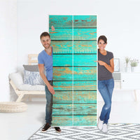Möbelfolie IKEA Wooden Aqua - IKEA Pax Schrank 236 cm Höhe - 2 Türen - Folie