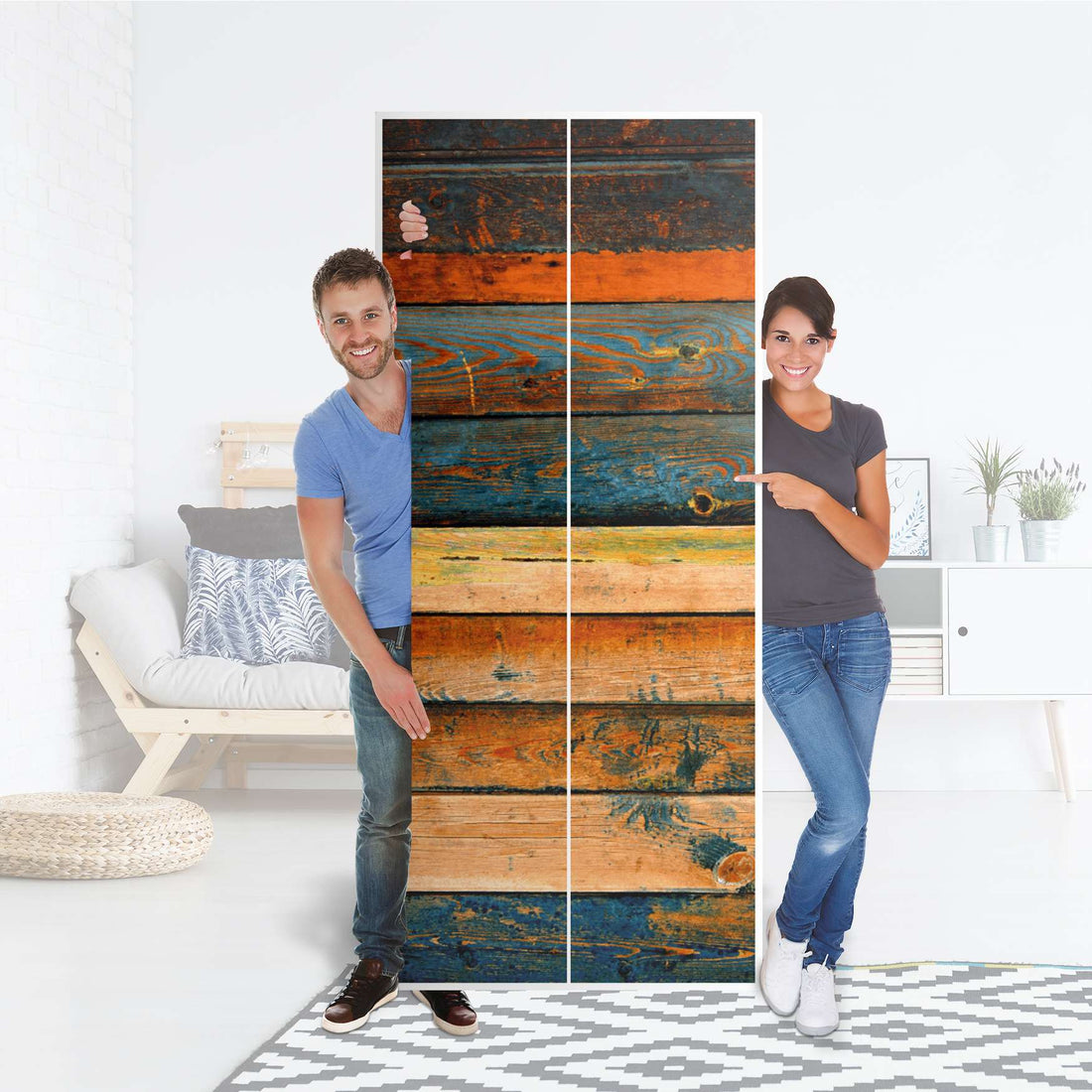 Möbelfolie IKEA Wooden - IKEA Pax Schrank 236 cm Höhe - 2 Türen - Folie