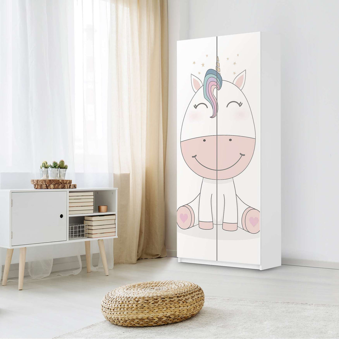 Möbelfolie IKEA Baby Unicorn - IKEA Pax Schrank 236 cm Höhe - 2 Türen - Kinderzimmer