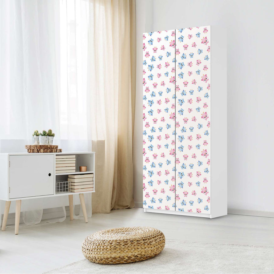 Möbelfolie IKEA Eulenparty - IKEA Pax Schrank 236 cm Höhe - 2 Türen - Kinderzimmer