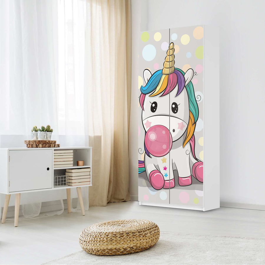 Möbelfolie IKEA Rainbow das Einhorn - IKEA Pax Schrank 236 cm Höhe - 2 Türen - Kinderzimmer