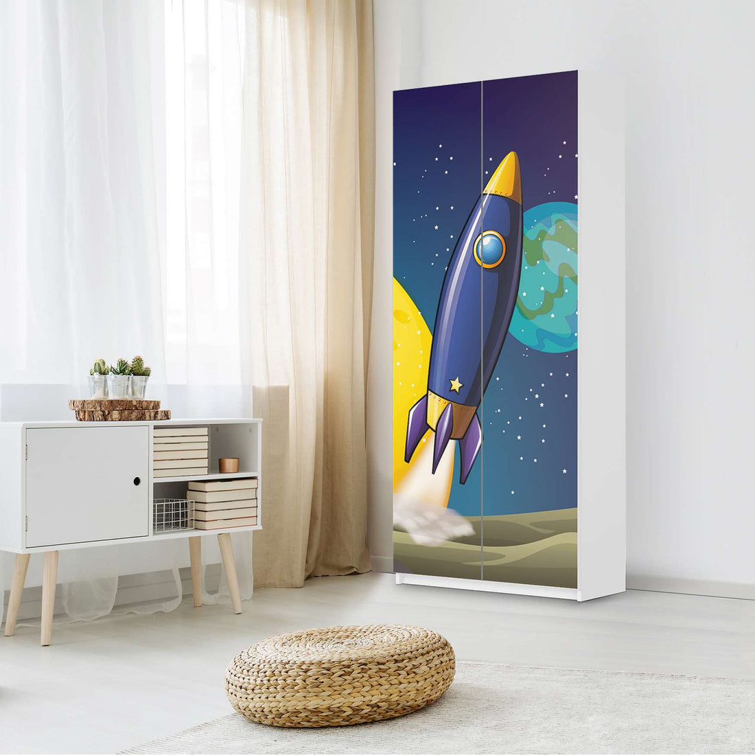 Möbelfolie IKEA Space Rocket - IKEA Pax Schrank 236 cm Höhe - 2 Türen - Kinderzimmer