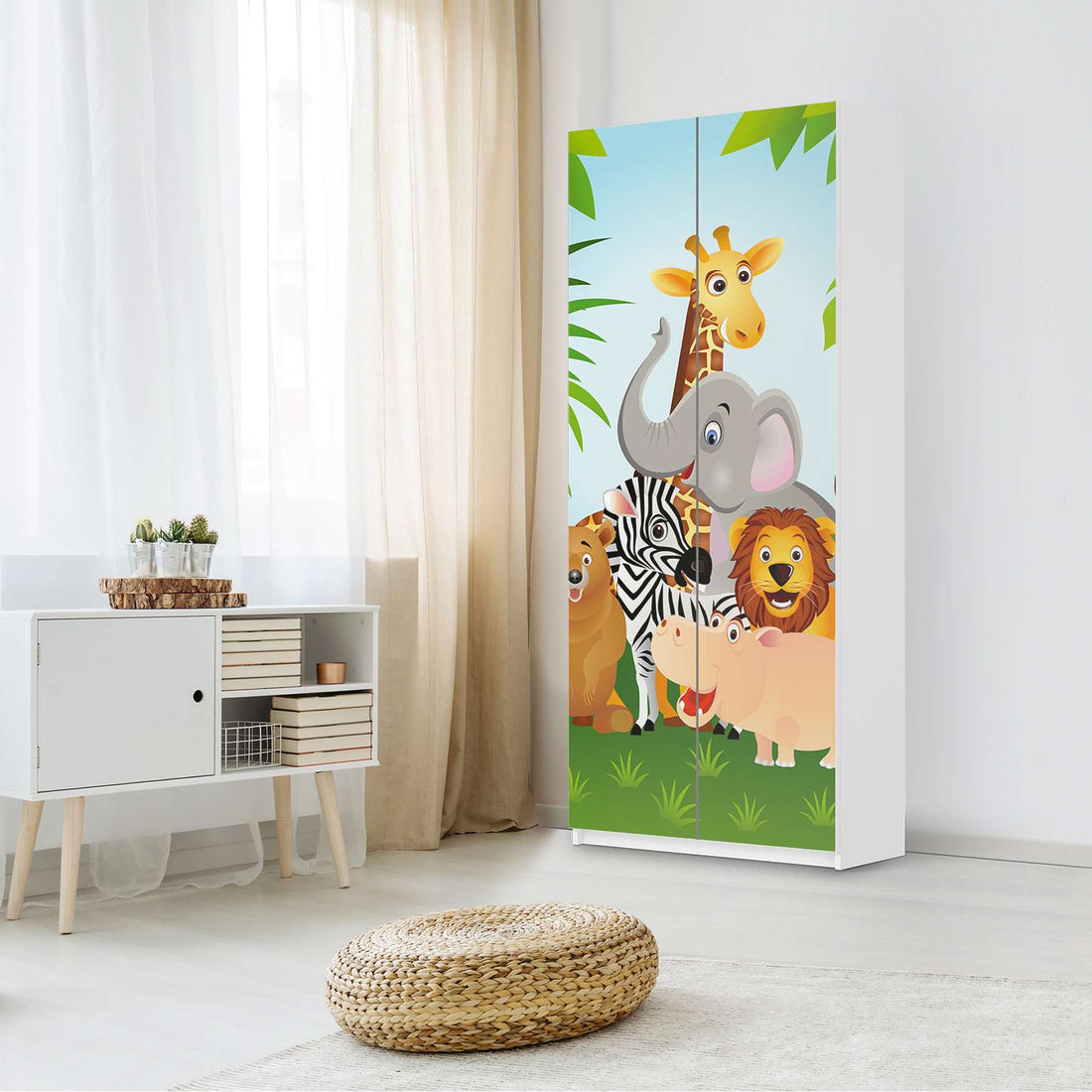 Möbelfolie IKEA Wild Animals - IKEA Pax Schrank 236 cm Höhe - 2 Türen - Kinderzimmer