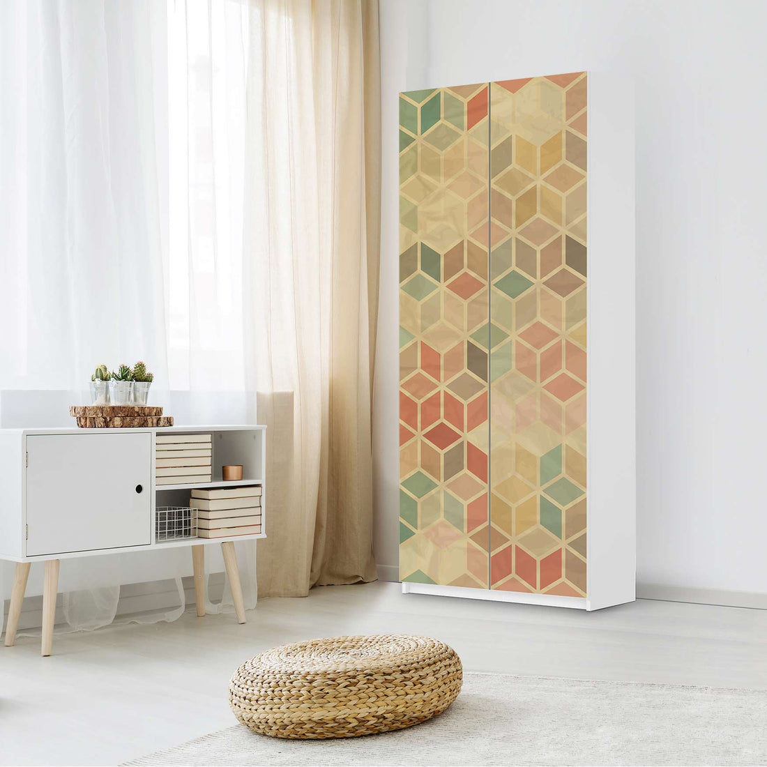 Möbelfolie IKEA 3D Retro - IKEA Pax Schrank 236 cm Höhe - 2 Türen - Schlafzimmer