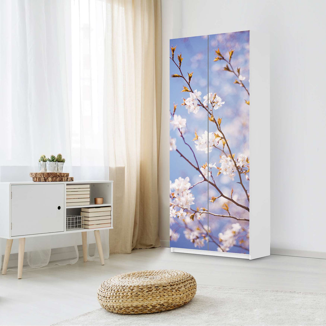 Möbelfolie IKEA Apple Blossoms - IKEA Pax Schrank 236 cm Höhe - 2 Türen - Schlafzimmer