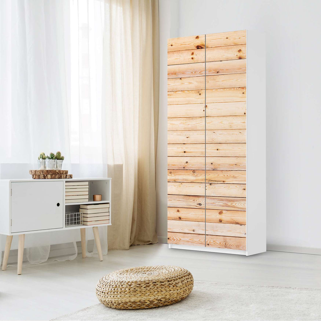 Möbelfolie IKEA Bright Planks - IKEA Pax Schrank 236 cm Höhe - 2 Türen - Schlafzimmer