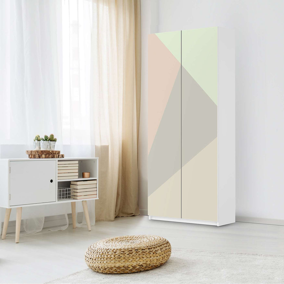 Möbelfolie IKEA Pastell Geometrik - IKEA Pax Schrank 236 cm Höhe - 2 Türen - Schlafzimmer