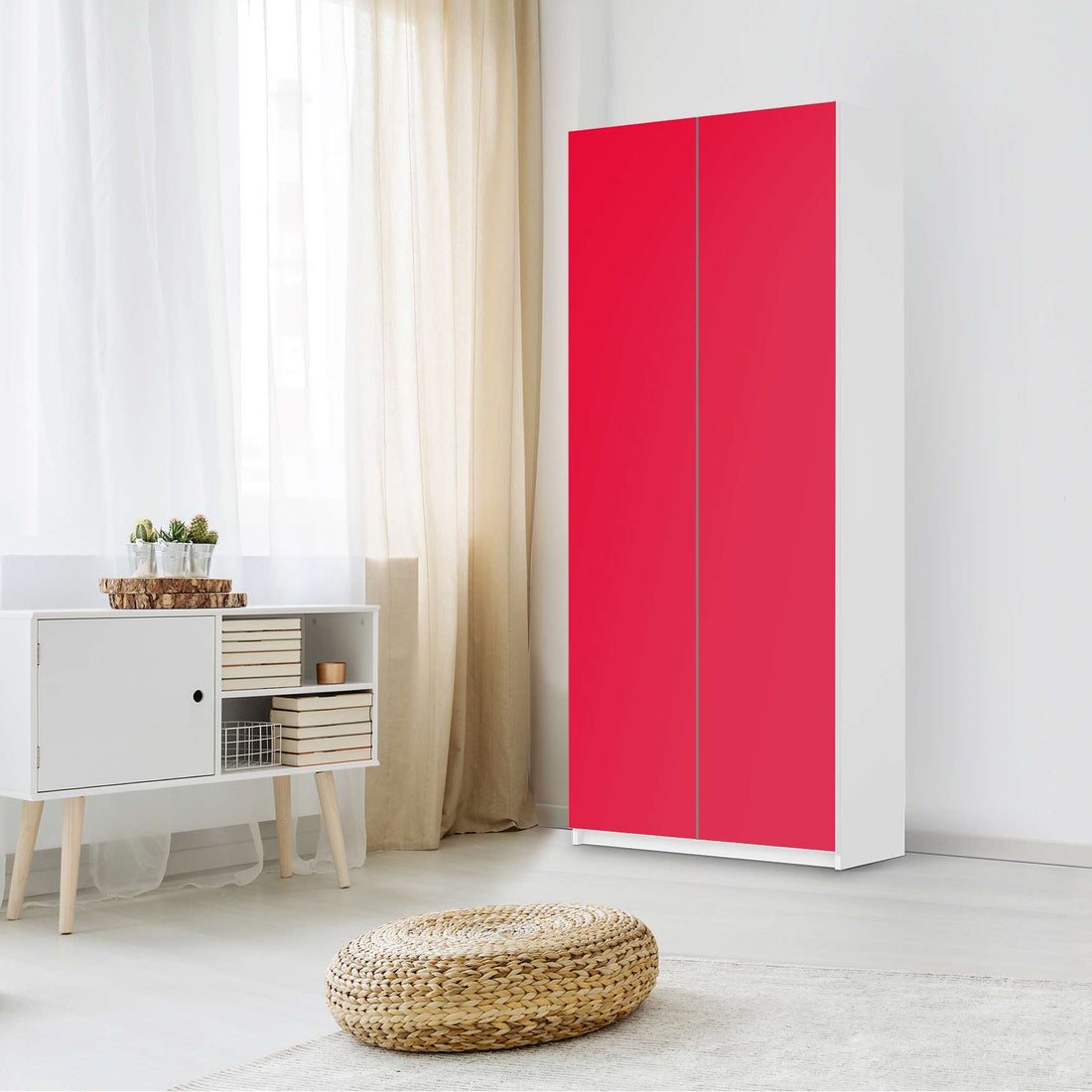 Möbelfolie IKEA Rot Light - IKEA Pax Schrank 236 cm Höhe - 2 Türen - Schlafzimmer