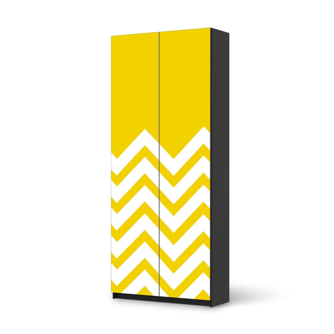 Möbelfolie IKEA Gelbe Zacken - IKEA Pax Schrank 236 cm Höhe - 2 Türen - schwarz