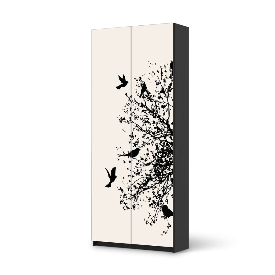 Möbelfolie IKEA Tree and Birds 2 - IKEA Pax Schrank 236 cm Höhe - 2 Türen - schwarz