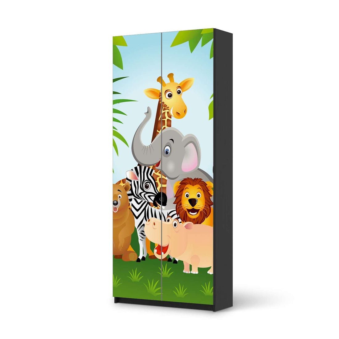 Möbelfolie IKEA Wild Animals - IKEA Pax Schrank 236 cm Höhe - 2 Türen - schwarz