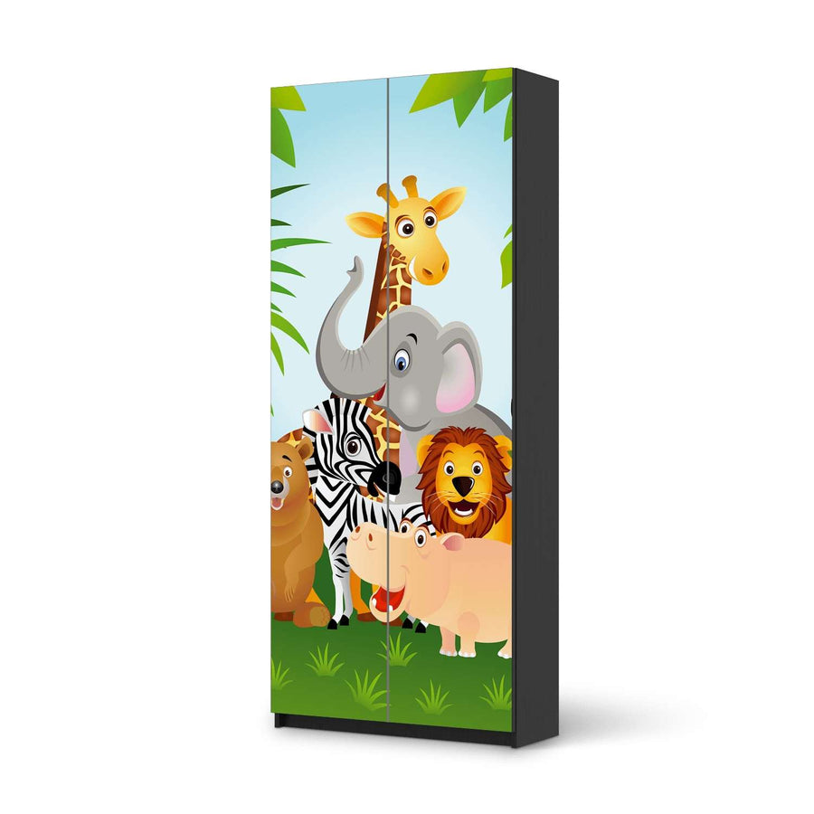 Möbelfolie IKEA Wild Animals - IKEA Pax Schrank 236 cm Höhe - 2 Türen - schwarz