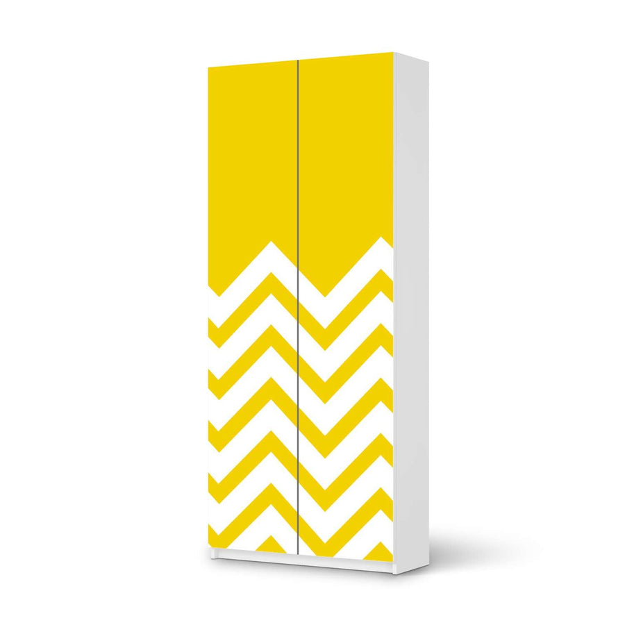Möbelfolie IKEA Gelbe Zacken - IKEA Pax Schrank 236 cm Höhe - 2 Türen - weiss