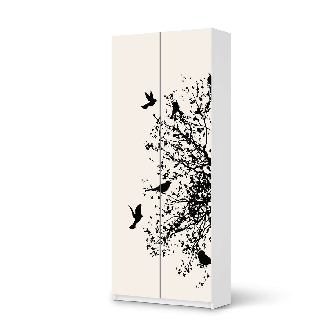 Möbelfolie IKEA Tree and Birds 2 - IKEA Pax Schrank 236 cm Höhe - 2 Türen - weiss