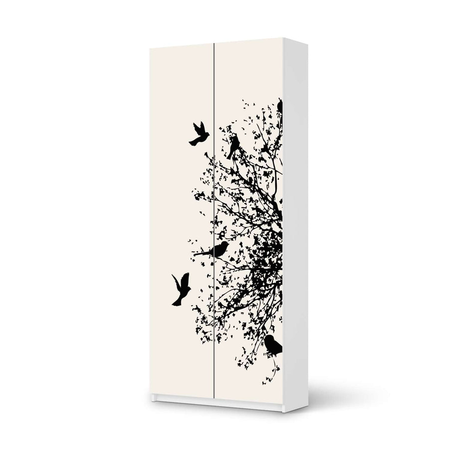 Möbelfolie IKEA Tree and Birds 2 - IKEA Pax Schrank 236 cm Höhe - 2 Türen - weiss