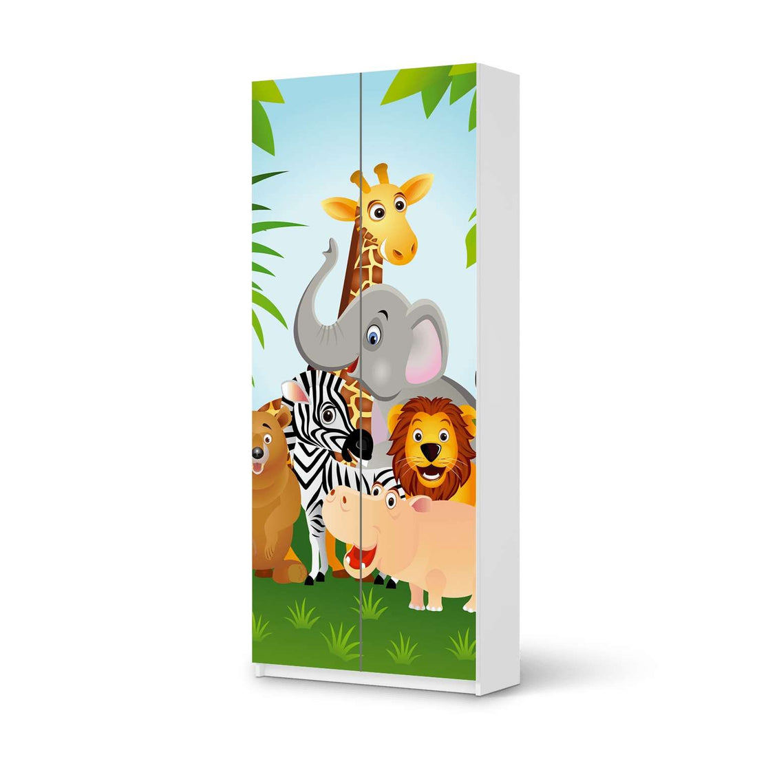 Möbelfolie IKEA Wild Animals - IKEA Pax Schrank 236 cm Höhe - 2 Türen - weiss