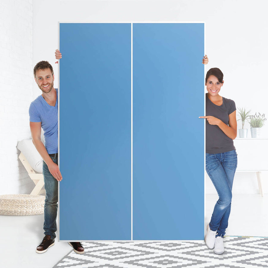 Möbelfolie IKEA Blau Light - IKEA Pax Schrank 236 cm Höhe - Schiebetür 75 cm - Folie