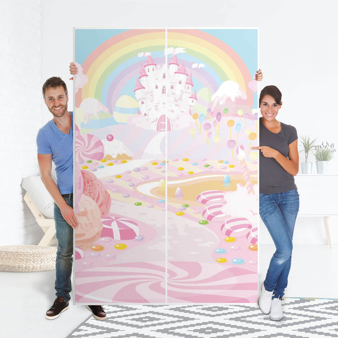 Möbelfolie IKEA Candyland - IKEA Pax Schrank 236 cm Höhe - Schiebetür 75 cm - Folie