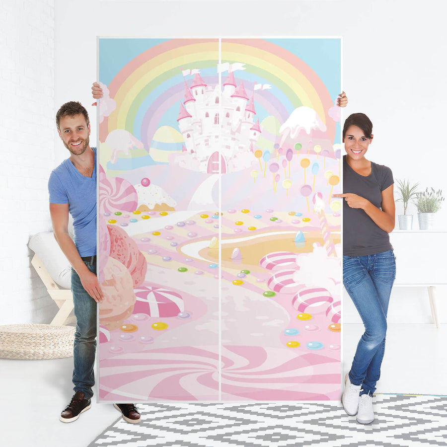 Möbelfolie IKEA Candyland - IKEA Pax Schrank 236 cm Höhe - Schiebetür 75 cm - Folie