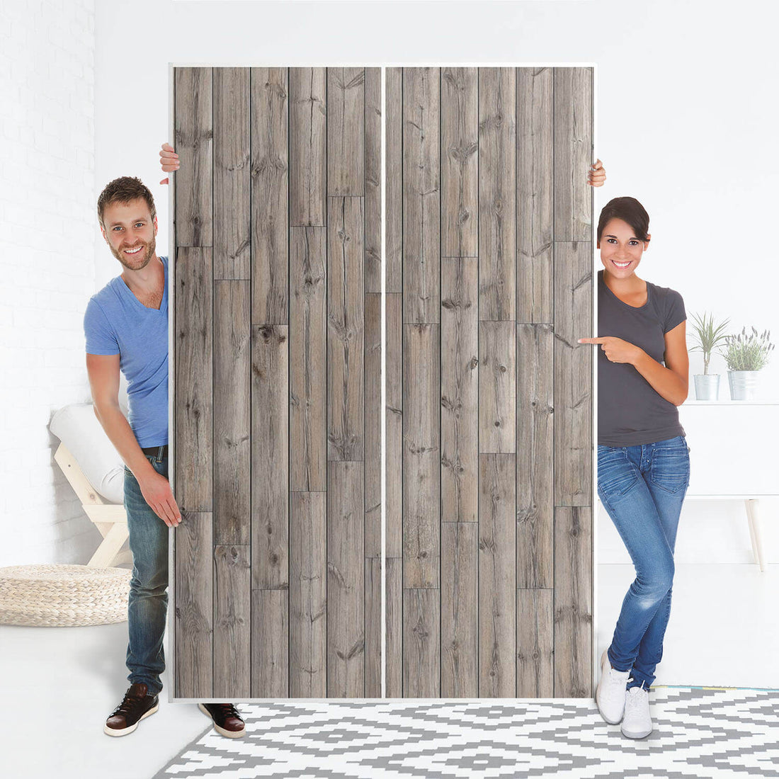 Möbelfolie IKEA Dark washed - IKEA Pax Schrank 236 cm Höhe - Schiebetür 75 cm - Folie
