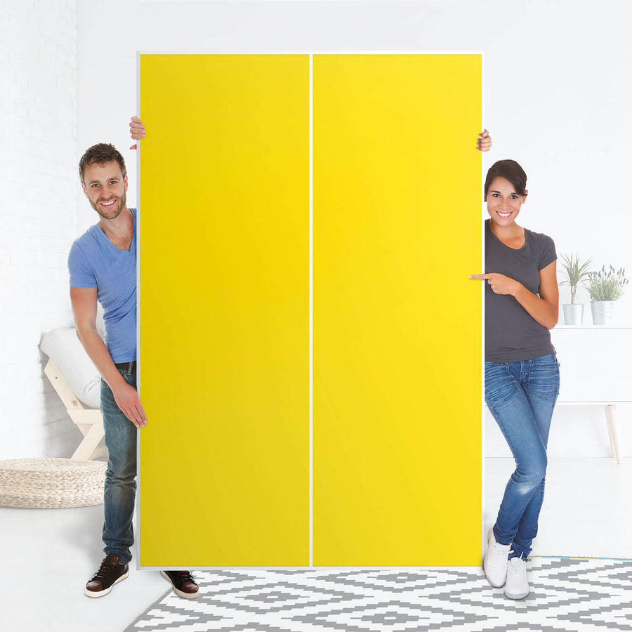 Möbelfolie IKEA Gelb Dark - IKEA Pax Schrank 236 cm Höhe - Schiebetür 75 cm - Folie