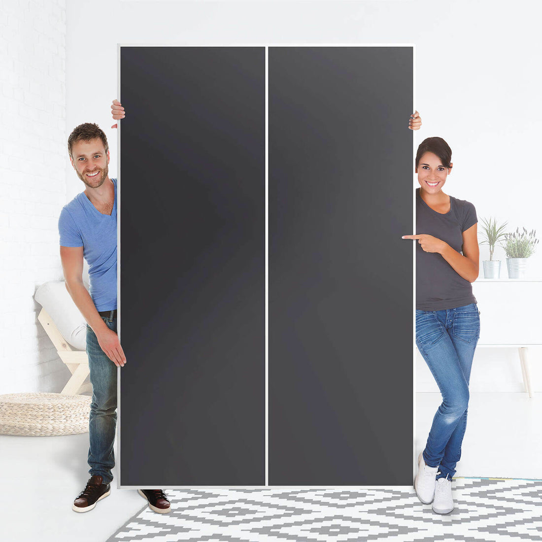 Möbelfolie IKEA Grau Dark - IKEA Pax Schrank 236 cm Höhe - Schiebetür 75 cm - Folie