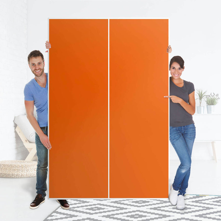 Möbelfolie IKEA Orange Dark - IKEA Pax Schrank 236 cm Höhe - Schiebetür 75 cm - Folie