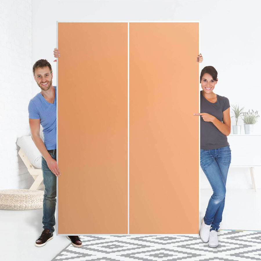 Möbelfolie IKEA Orange Light - IKEA Pax Schrank 236 cm Höhe - Schiebetür 75 cm - Folie