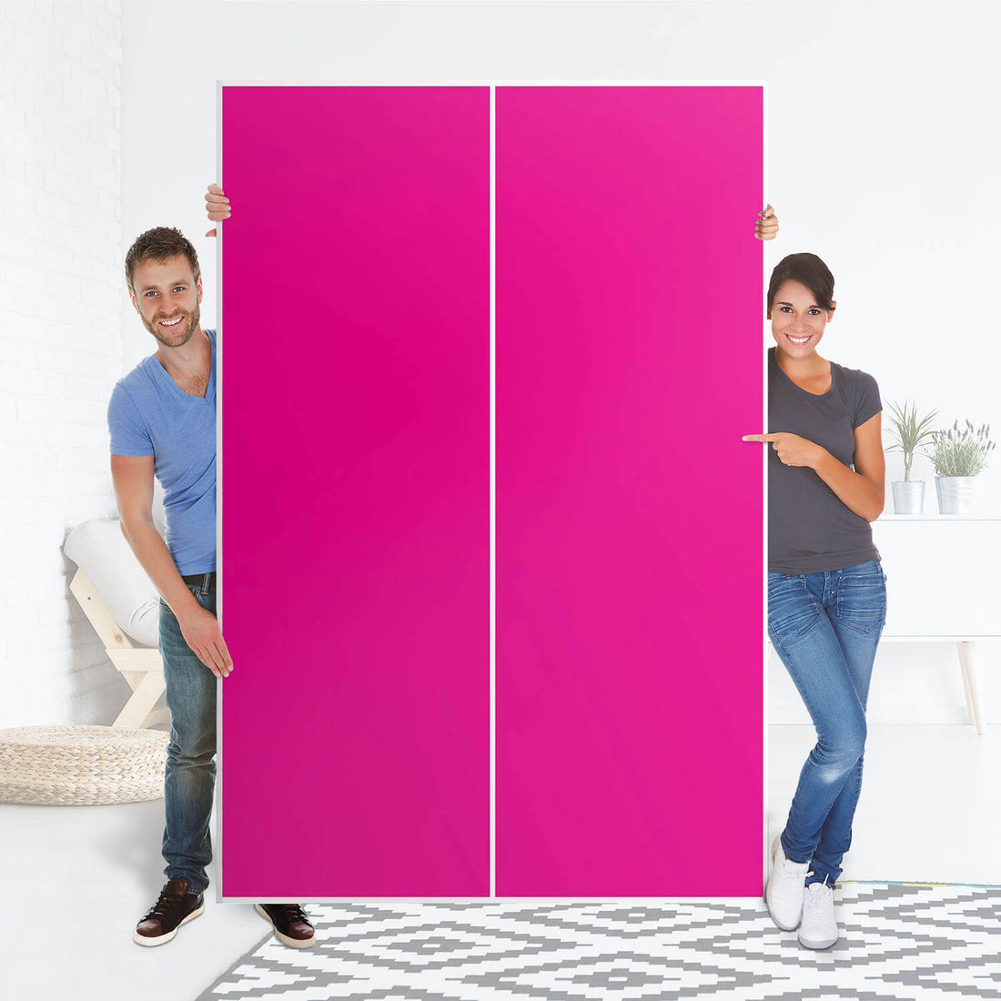 Möbelfolie IKEA Pink Dark - IKEA Pax Schrank 236 cm Höhe - Schiebetür 75 cm - Folie