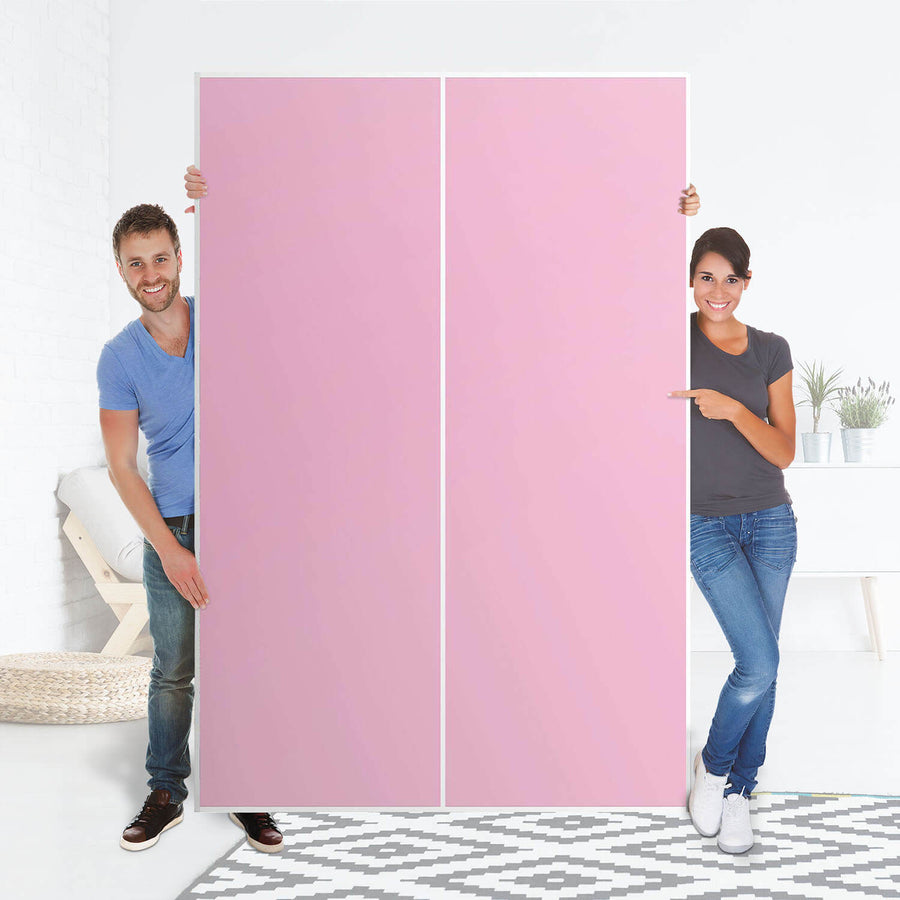 Möbelfolie IKEA Pink Light - IKEA Pax Schrank 236 cm Höhe - Schiebetür 75 cm - Folie