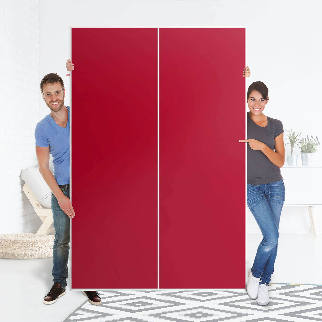 Möbelfolie IKEA Rot Dark - IKEA Pax Schrank 236 cm Höhe - Schiebetür 75 cm - Folie