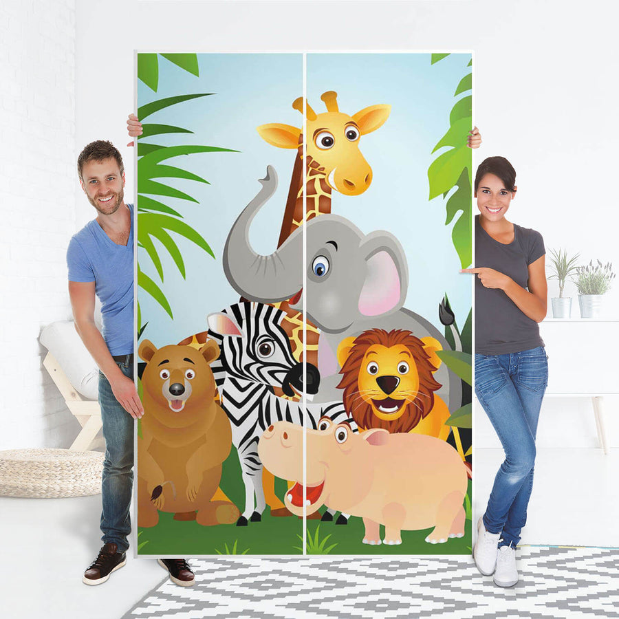 Möbelfolie IKEA Wild Animals - IKEA Pax Schrank 236 cm Höhe - Schiebetür 75 cm - Folie