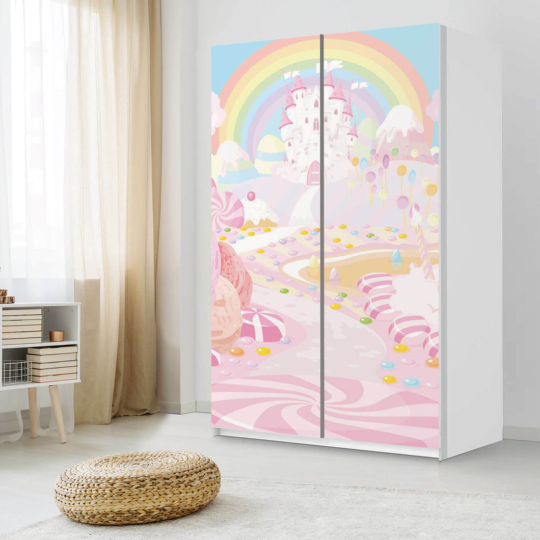Möbelfolie IKEA Candyland - IKEA Pax Schrank 236 cm Höhe - Schiebetür 75 cm - Kinderzimmer