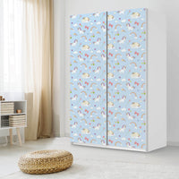 Möbelfolie IKEA Rainbow Unicorn - IKEA Pax Schrank 236 cm Höhe - Schiebetür 75 cm - Kinderzimmer