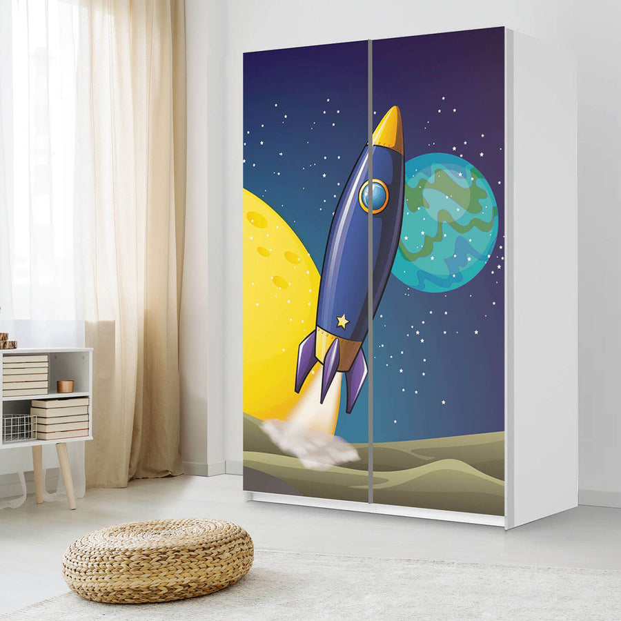 Möbelfolie IKEA Space Rocket - IKEA Pax Schrank 236 cm Höhe - Schiebetür 75 cm - Kinderzimmer