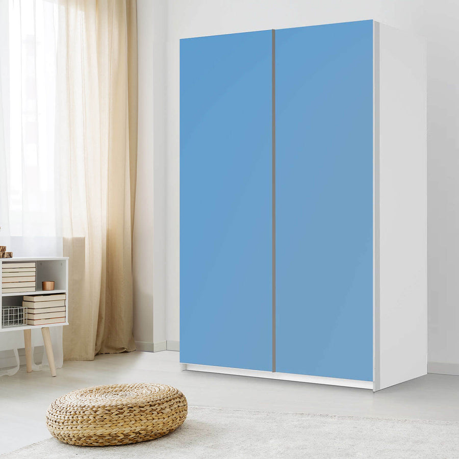 Möbelfolie IKEA Blau Light - IKEA Pax Schrank 236 cm Höhe - Schiebetür 75 cm - Schlafzimmer