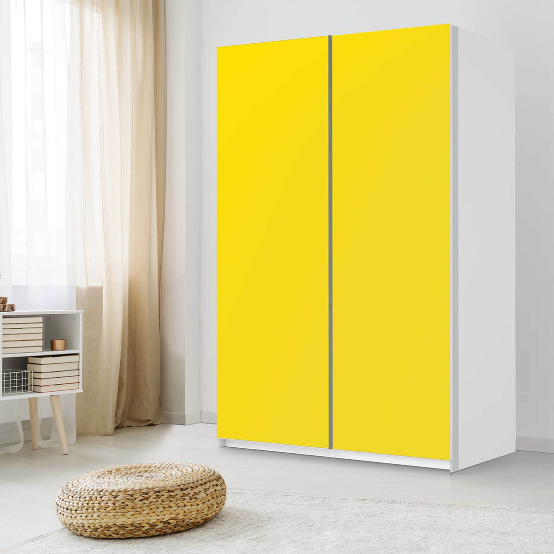 Möbelfolie IKEA Gelb Dark - IKEA Pax Schrank 236 cm Höhe - Schiebetür 75 cm - Schlafzimmer