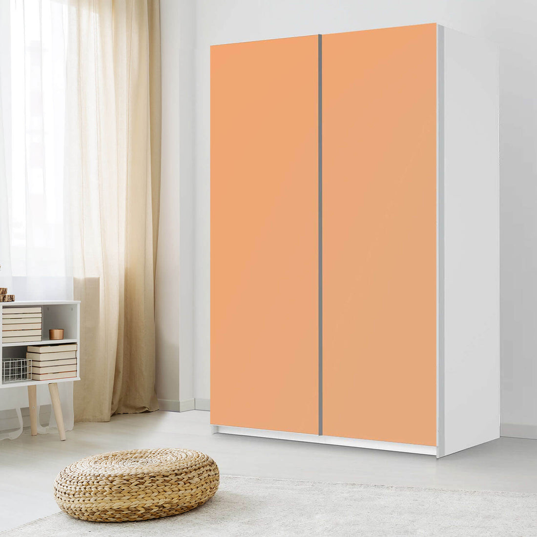 Möbelfolie IKEA Orange Light - IKEA Pax Schrank 236 cm Höhe - Schiebetür 75 cm - Schlafzimmer