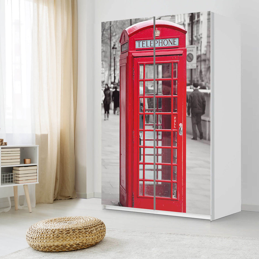 Möbelfolie IKEA Phone Box - IKEA Pax Schrank 236 cm Höhe - Schiebetür 75 cm - Schlafzimmer