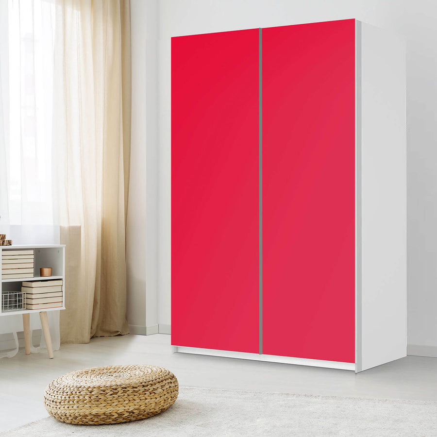 Möbelfolie IKEA Rot Light - IKEA Pax Schrank 236 cm Höhe - Schiebetür 75 cm - Schlafzimmer